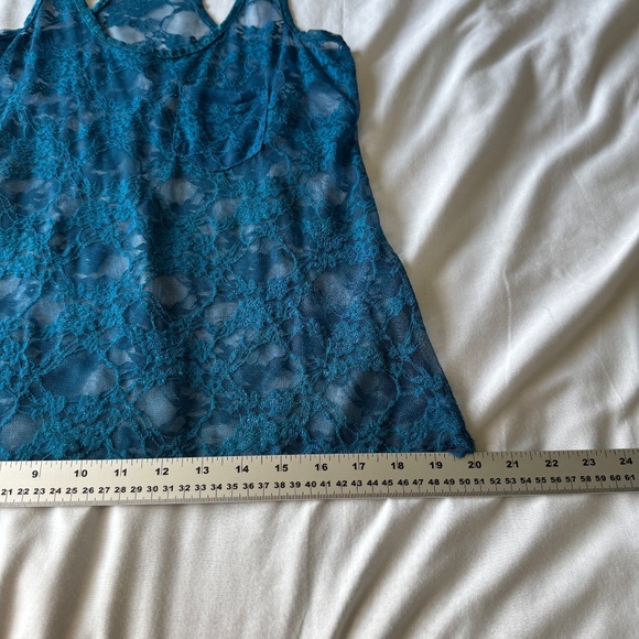 Zenana Outfitters Women's Sheer Lace Tank Top Blue‎ Size M Layering Festival - Picture 10 of 11